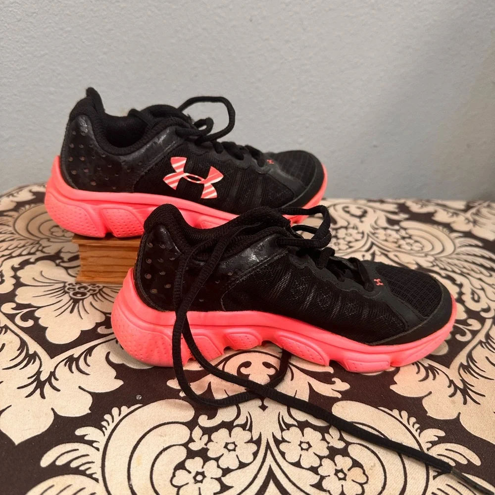 Under Armour Kids Black and Pink Athletic Shoes